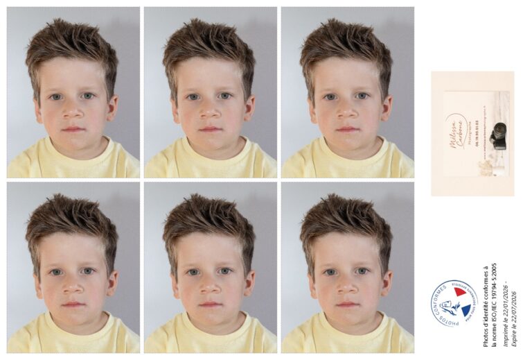Planche de photos d’identité enfant conforme ANTS